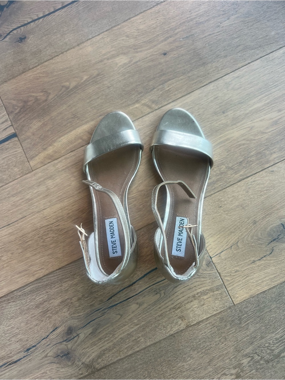 Steve Madden Metallic Gold Open-Toe Ankle-Strap Sandals
